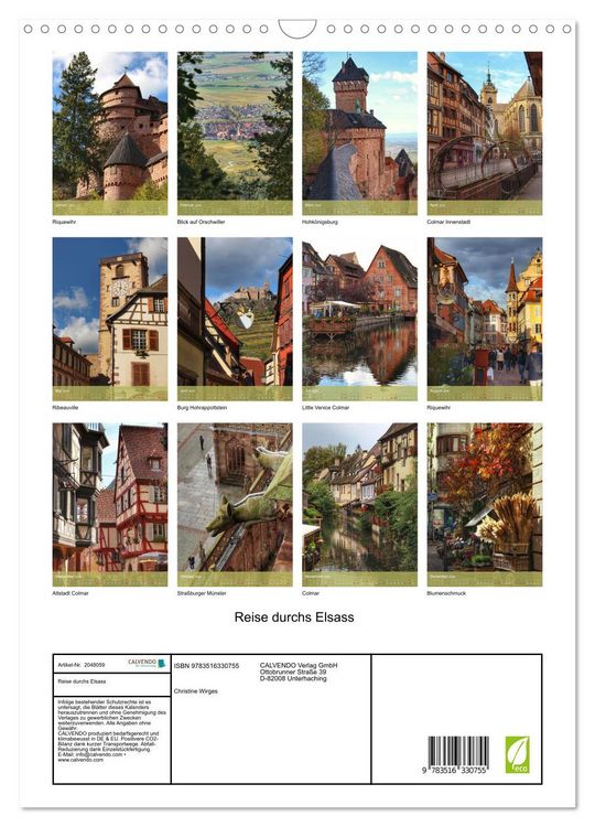 Produktbild: Reise durchs Elsass (Wandkalender 2026 DIN A3 hoch), CALVENDO Monatskalender