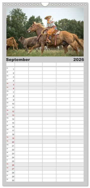 Produktbild: Familienplaner 2026 - Faszination Westernpferde mit 5 Spalten (Wandkalender, 21 x 45 cm) CALVENDO