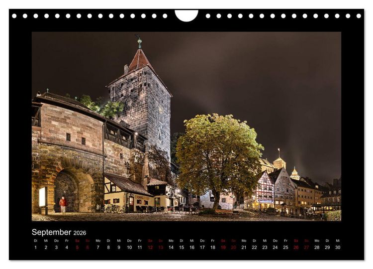 Produktbild: N&uuml;rnberg - Die Altstadt bei Nacht (Wandkalender 2026 DIN A4 quer), CALVENDO Monatskalender