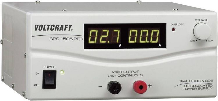 Produktbild: VOLTCRAFT SPS 1525 PFC Labornetzger&auml;t, einstellbar 3 - 15 V/DC 2 - 25 A 375 W Remote Anzahl Ausg&auml;nge 1 x