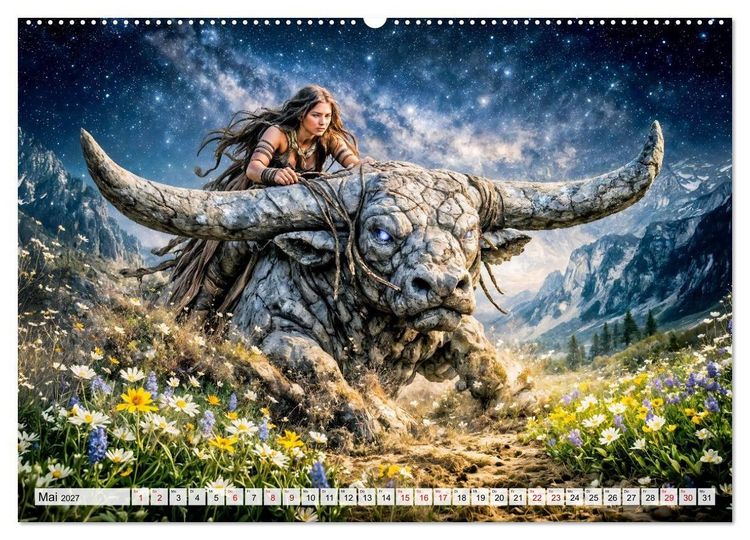 Produktbild: Sternzeichen - Die M&auml;chte des Tierkreises (hochwertiger Premium Wandkalender 2027 DIN A2 quer), Kunstdruck in Hochglanz