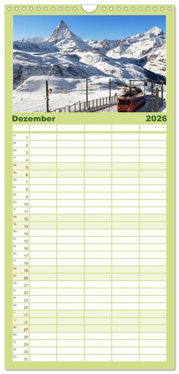 Produktbild: Familienplaner 2026 - MATTERHORN Impressionen mit 5 Spalten (Wandkalender, 21 x 45 cm) CALVENDO