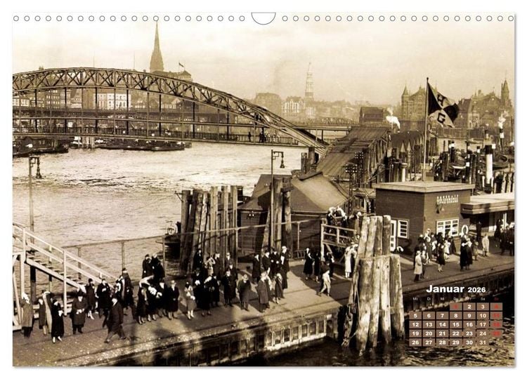 Produktbild: Gr&uuml;&szlig;e aus dem alten Hamburg &ndash; Historische Ansichten der Stadt (Wandkalender 2026 DIN A3 quer), CALVENDO Monatskalender