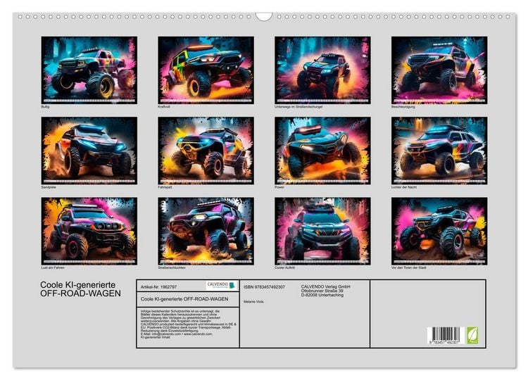 Produktbild: Coole KI-generierte OFF-ROAD-WAGEN (Wandkalender 2026 DIN A2 quer), CALVENDO Monatskalender