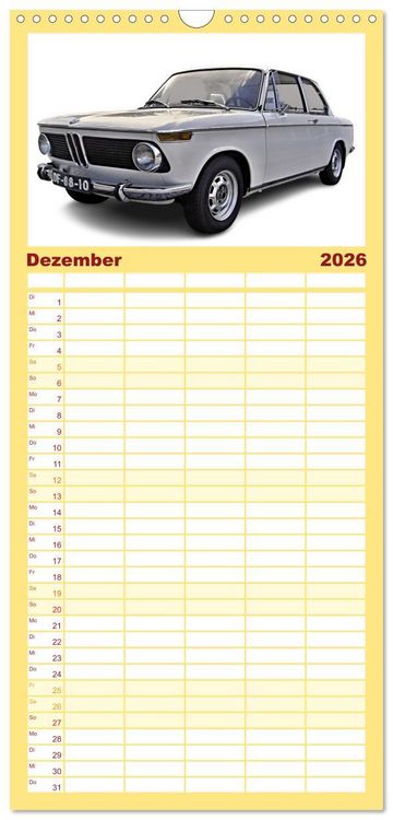 Produktbild: Familienplaner 2026 - Mein Autokalender mit 5 Spalten (Wandkalender, 21 x 45 cm) CALVENDO