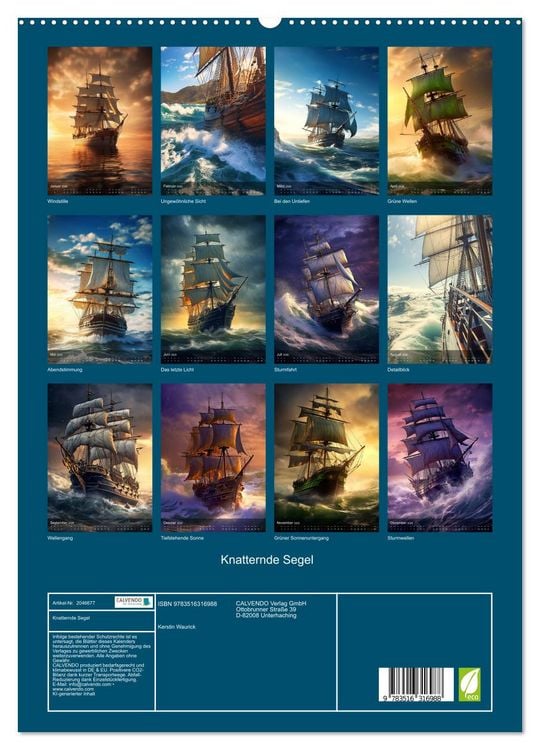 Produktbild: Knatternde Segel (hochwertiger Premium Wandkalender 2026 DIN A2 hoch), Kunstdruck in Hochglanz