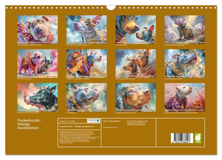 Produktbild: Punkerhunde - Witzige Illustrationen (Wandkalender 2026 DIN A3 quer), CALVENDO Monatskalender