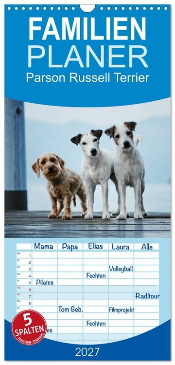 Produktbild: Familienplaner 2027 - Parson Russell Terrier mit 5 Spalten (Wandkalender, 21 x 45 cm) CALVENDO