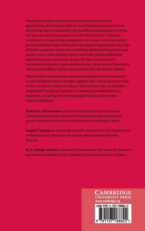 Produktbild: Ultrametric Pseudodifferential Equations and Applications