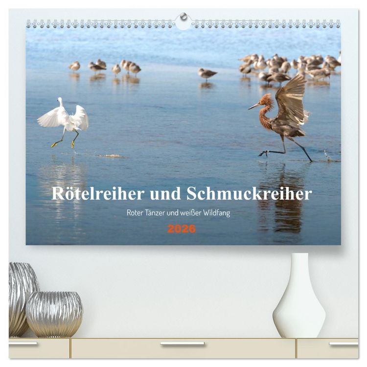 Produktbild: R&ouml;telreiher und Schmuckreiher (hochwertiger Premium Wandkalender 2026 DIN A2 quer), Kunstdruck in Hochglanz