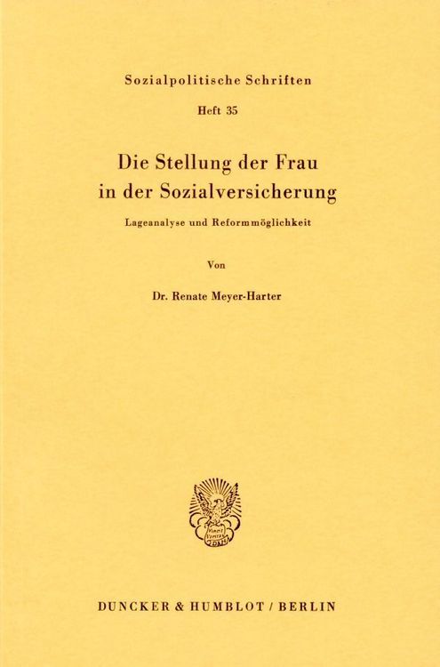 Produktbild: Die Stellung der Frau in der Sozialversicherung.