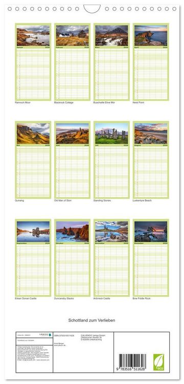 Produktbild: Familienplaner 2026 - Schottland zum Verlieben mit 5 Spalten (Wandkalender, 21 x 45 cm) CALVENDO