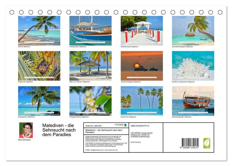 Produktbild: Malediven - die Sehnsucht nach dem Paradies (Tischkalender 2027 DIN A5 quer), CALVENDO Monatskalender