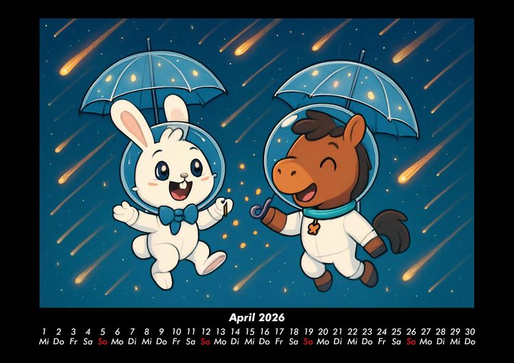 Produktbild: Bouncy & Huf - Im Weltraum 2026 Fotokalender DIN A3