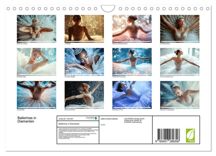 Produktbild: Ballerinas in Diamanten (Wandkalender 2026 DIN A4 quer), CALVENDO Monatskalender