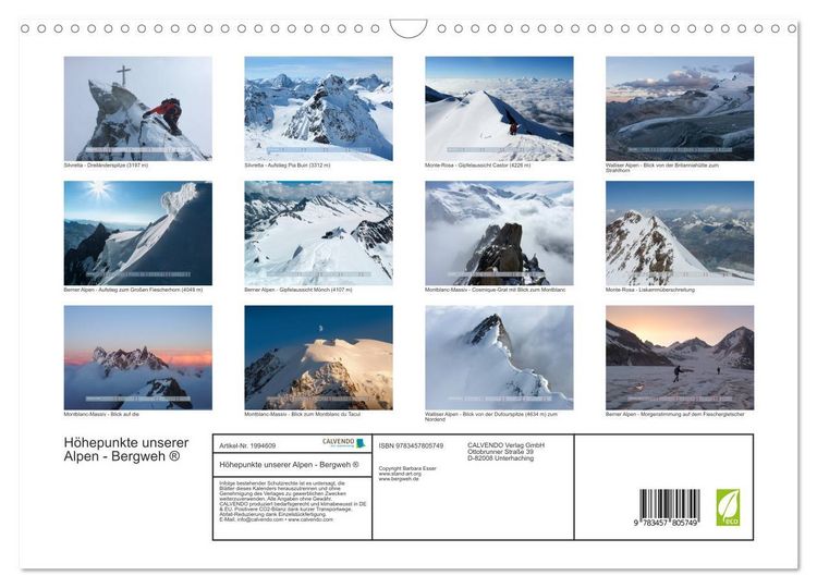 Produktbild: H&ouml;hepunkte unserer Alpen - Bergweh &reg; (Wandkalender 2026 DIN A3 quer), CALVENDO Monatskalender
