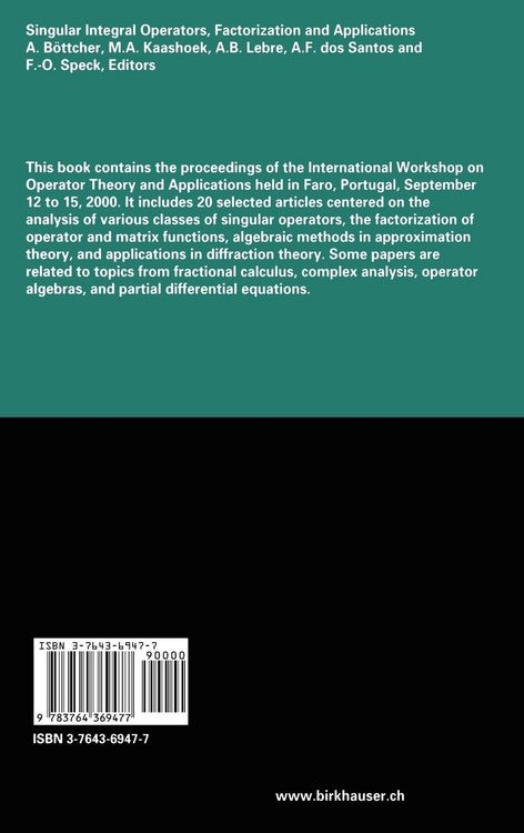 Produktbild: Singular Integral Operators, Factorization and Applications