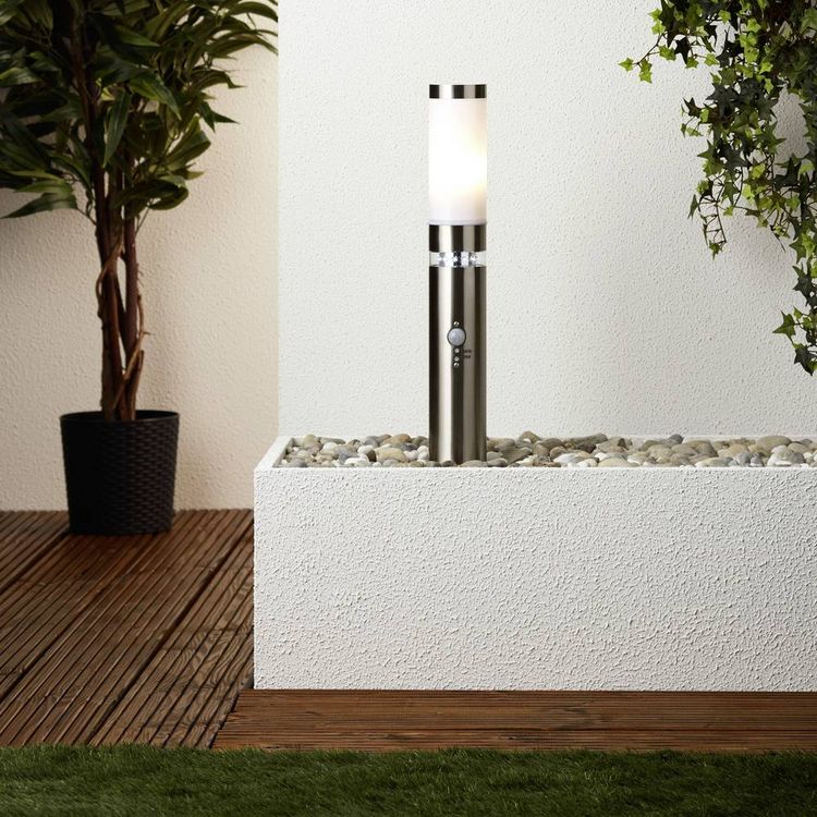 Produktbild: Brilliant G46789/82 Außenstandleuchte mit Bewegungsmelder Energiesparlampe, LED E27, LED fest eingebaut 60.84 W Edelstahl