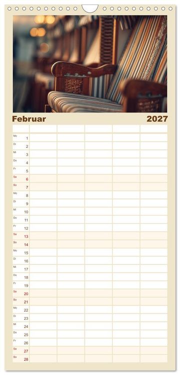 Produktbild: Familienplaner 2027 - St&uuml;hle K&ouml;rbe Liegen mit 5 Spalten (Wandkalender, 21 x 45 cm) CALVENDO