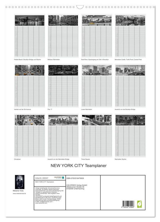 Produktbild: NEW YORK CITY Teamplaner (Wandkalender 2026 DIN A2 hoch), CALVENDO Monatskalender