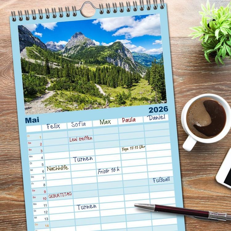 Produktbild: Familienplaner 2026 - Naturparadies Zugspitzarena mit 5 Spalten (Wandkalender, 21 x 45 cm) CALVENDO