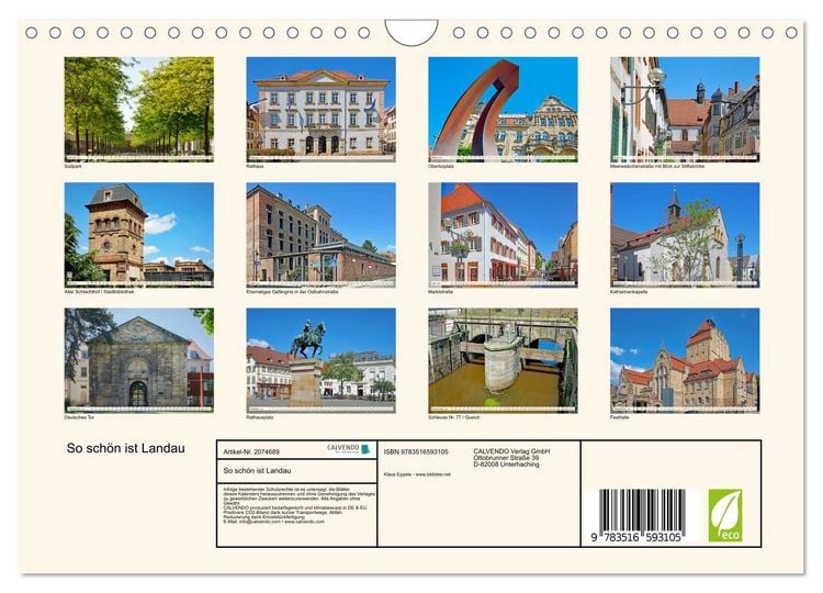 Produktbild: So sch&ouml;n ist Landau (Wandkalender 2026 DIN A4 quer), CALVENDO Monatskalender