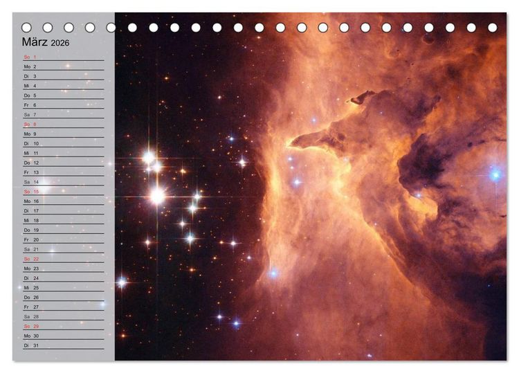 Produktbild: Der Weltraum. Spektakul&auml;re Gasnebel und Galaxien (Tischkalender 2026 DIN A5 quer), CALVENDO Monatskalender