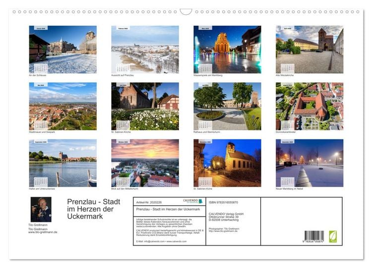 Produktbild: Prenzlau - Stadt im Herzen der Uckermark (Wandkalender 2026 DIN A2 quer), CALVENDO Monatskalender