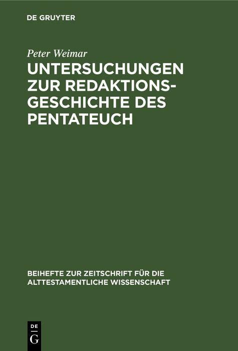Produktbild: Untersuchungen zur Redaktionsgeschichte des Pentateuch