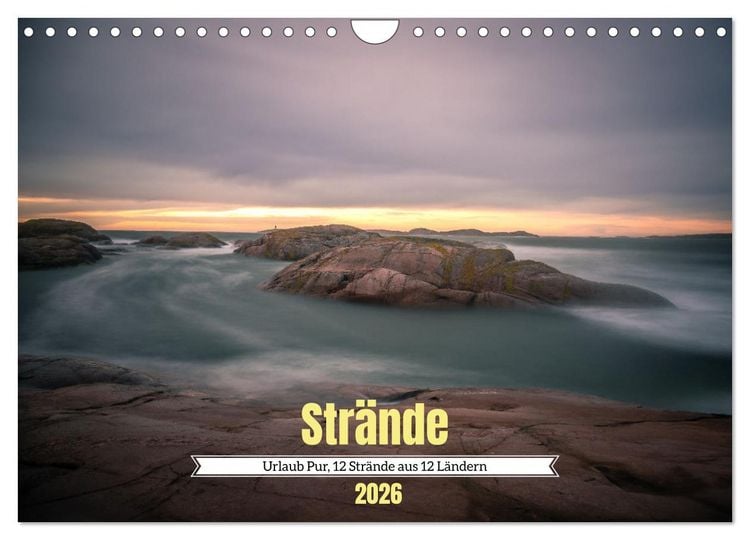 Produktbild: Urlaub Pur, 12 Str&auml;nde aus 12 L&auml;ndern (Wandkalender 2026 DIN A4 quer), CALVENDO Monatskalender