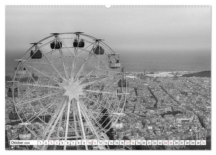 Produktbild: Barcelona Schwarz / Wei&szlig; Impressionen (hochwertiger Premium Wandkalender 2026 DIN A2 quer), Kunstdruck in Hochglanz