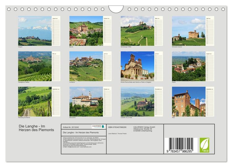 Produktbild: Die Langhe - Im Herzen des Piemonts (Wandkalender 2026 DIN A4 quer), CALVENDO Monatskalender