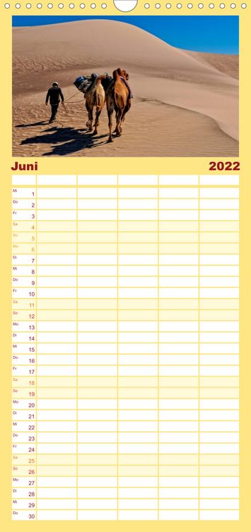 Produktbild: Familienplaner Reise durch Asien - Mongolei (Wandkalender 2022 , 21 cm x 45 cm, hoch)