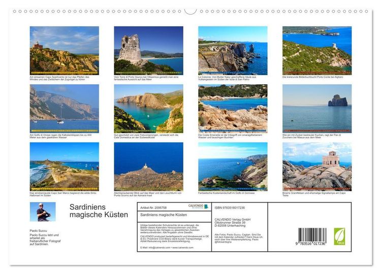 Produktbild: Sardiniens magische K&uuml;sten (hochwertiger Premium Wandkalender 2026 DIN A2 quer), Kunstdruck in Hochglanz