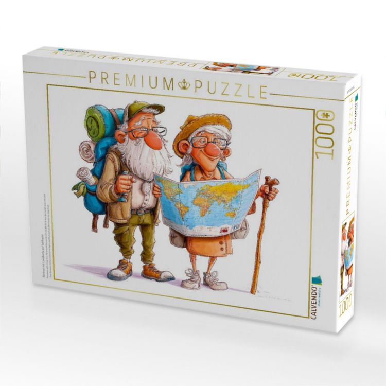 Produktbild: CALVENDO Puzzle Rentner mit Landkarte auf Weltreise | 1000 Teile Lege-Gr&ouml;&szlig;e 64x48cm Foto-Puzzle f&uuml;r gl&uuml;ckliche Stunden