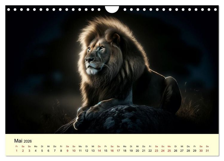 Produktbild: Majest&auml;tische L&ouml;wen - Die Herrscher der Wildnis (Wandkalender 2026 DIN A4 quer), CALVENDO Monatskalender