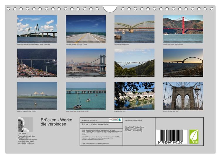 Produktbild: Br&uuml;cken - Werke die verbinden (Wandkalender 2026 DIN A4 quer), CALVENDO Monatskalender