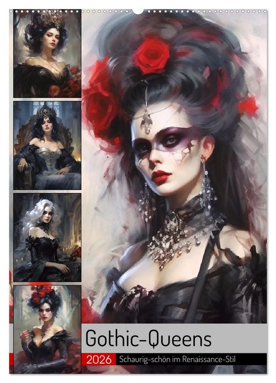 Produktbild: Gothic-Queens. Schaurig-sch&ouml;n im Renaissance-Stil (Wandkalender 2026 DIN A2 hoch), CALVENDO Monatskalender