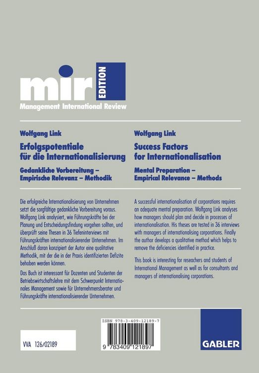 Produktbild: Erfolgspotentiale f&uuml;r die Internationalisierung