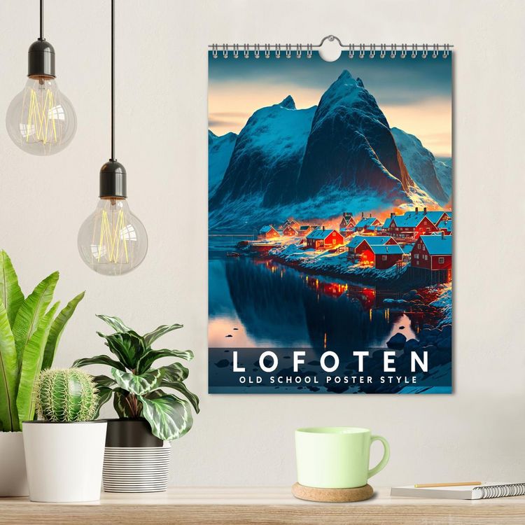 Produktbild: Lofoten - Old School Poster Style (Wandkalender 2026 DIN A4 hoch), CALVENDO Monatskalender