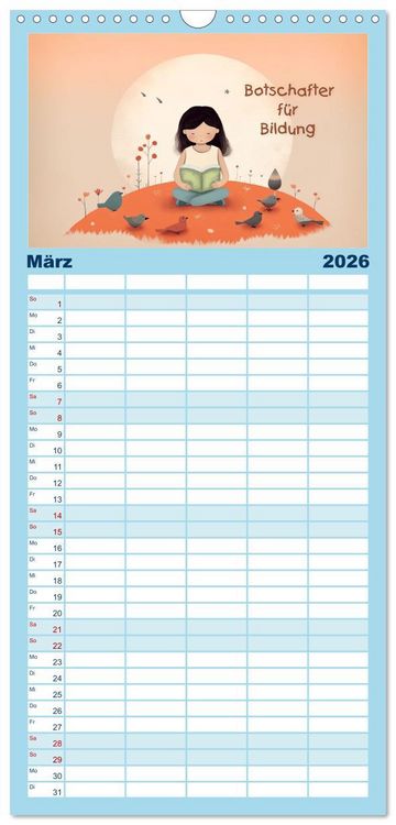 Produktbild: Familienplaner 2026 - Friedensboten - Stimmen der Hoffnung mit 5 Spalten (Wandkalender, 21 x 45 cm) CALVENDO