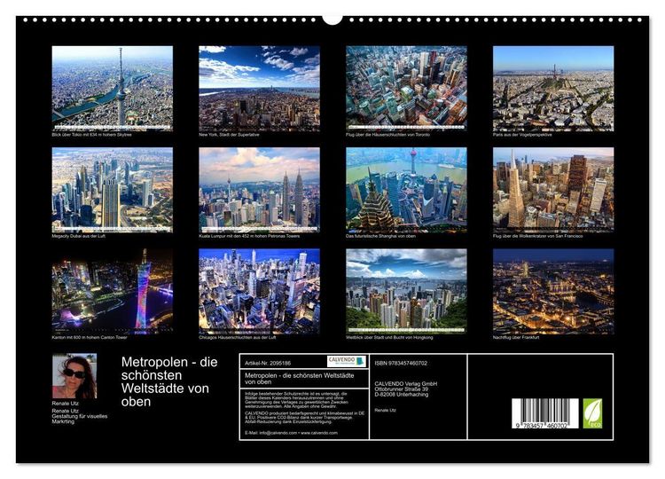 Produktbild: Metropolen - die sch&ouml;nsten Weltst&auml;dte von oben (hochwertiger Premium Wandkalender 2026 DIN A2 quer), Kunstdruck in Hochglanz