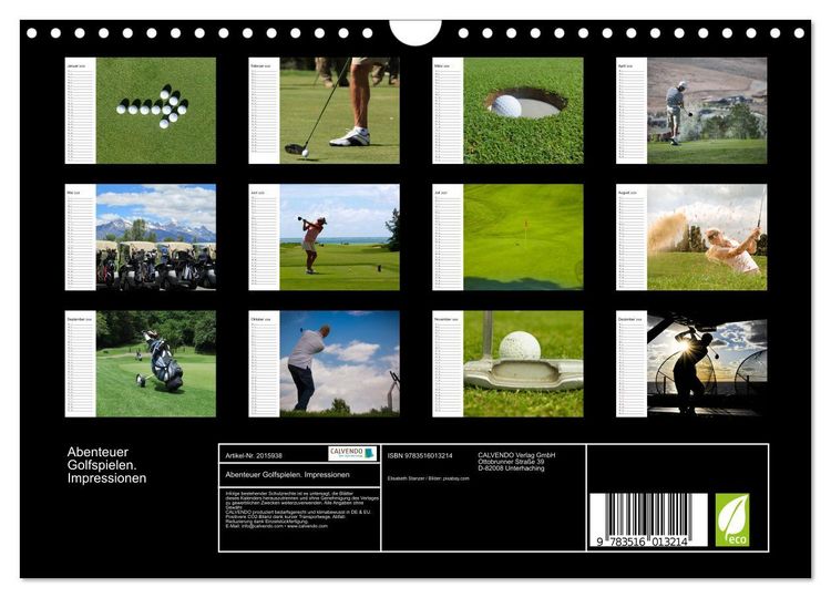 Produktbild: Abenteuer Golfspielen. Impressionen (Wandkalender 2026 DIN A4 quer), CALVENDO Monatskalender