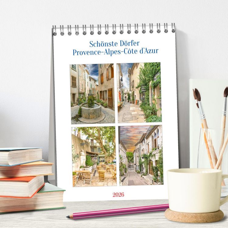 Produktbild: Sch&ouml;nste D&ouml;rfer - Provence-Alpes-C&ocirc;te d'Azur (Tischkalender 2026 DIN A5 hoch), CALVENDO Monatskalender
