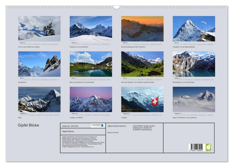 Produktbild: Gipfel Blicke (Wandkalender 2026 DIN A2 quer), CALVENDO Monatskalender