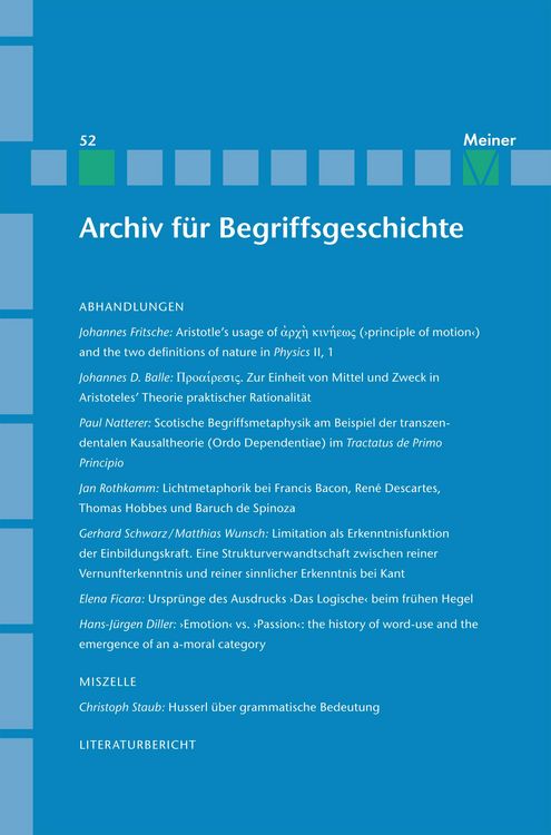 Produktbild: Archiv f&uuml;r Begriffsgeschichte. Band 52