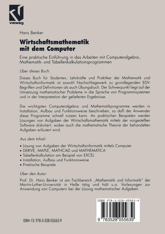Produktbild: Wirtschaftsmathematik mit dem Computer