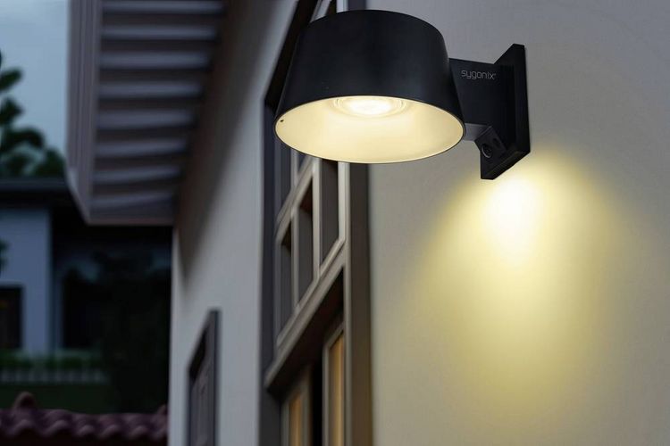 Produktbild: Sygonix SY-5801972 Solar-Au&szlig;enwandleuchte mit Bewegungsmelder LED LED fest eingebaut 10 W Anthrazit-Grau