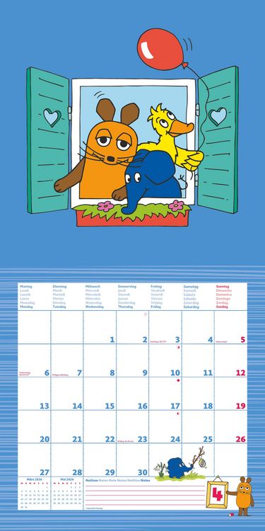 Produktbild: Die Maus 2026 - Broschürenkalender 30x30 cm (30x60 geöffnet) - Kalender mit Plat