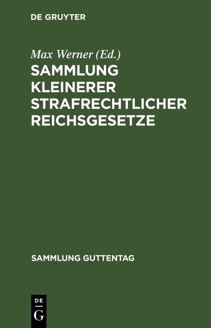 Produktbild: Sammlung kleinerer strafrechtlicher Reichsgesetze